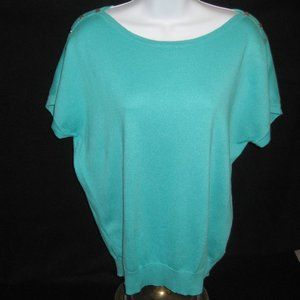 JOSEPH A. Short Sleeve Sweater w/7 metal buttons down shoulders Cotton/Viscose